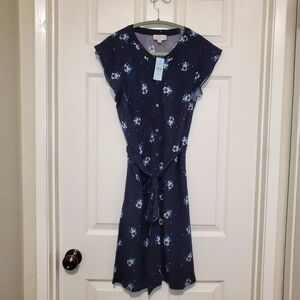 Loft Outlet Blue Button Up Dress w/tie Sz 12P